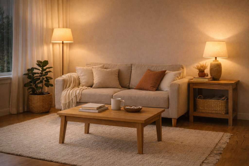Cozy evening living room ambience home decor ideas